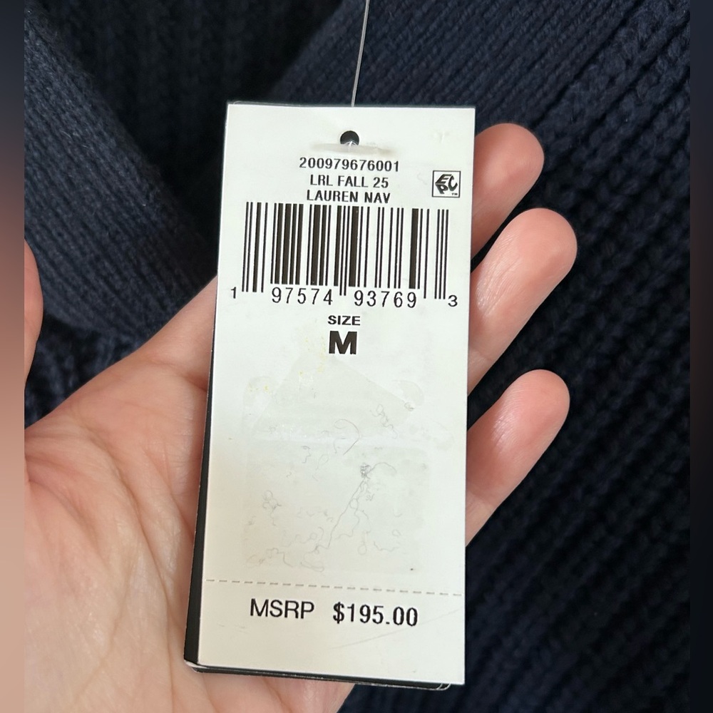 Lauren Ralph Lauren Wool-Blend Polo Sweater Navy Sz M NWT Preppy Dark Academia - Picture 4 of 13